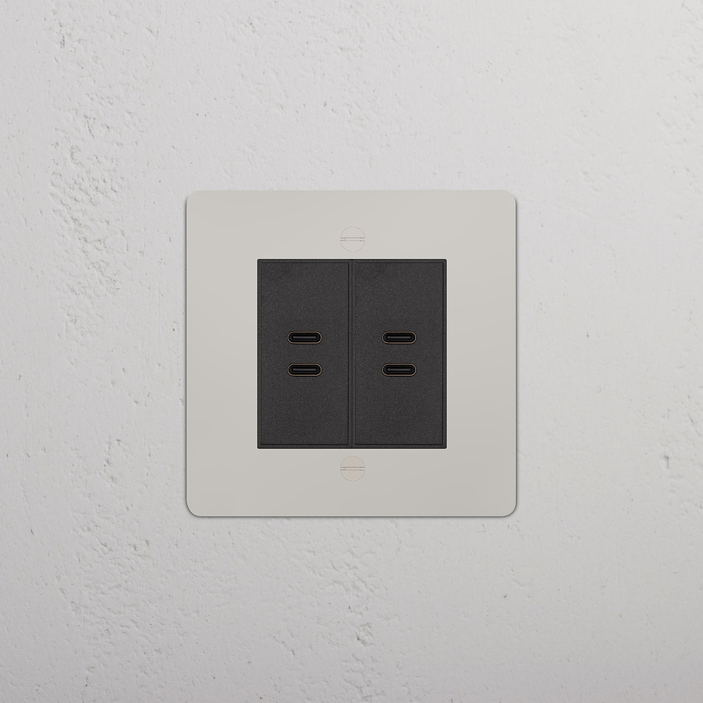 Single 2x USB-C+C Socket - Polished Nickel | Black