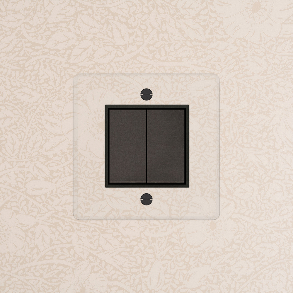 Kew Wippschalter 2x in Einfachrahmen – Transparent Bronze | Schwarz