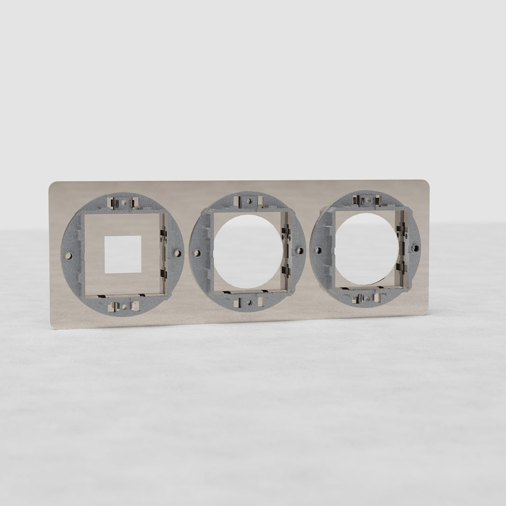 Kew Plaque Insert Keystone x1 & Prise x2 (Triple) - Nickel Poli
