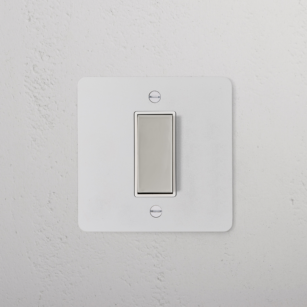 1G Centre Retractive Rocker Switch - Paintable Polished Nickel | White