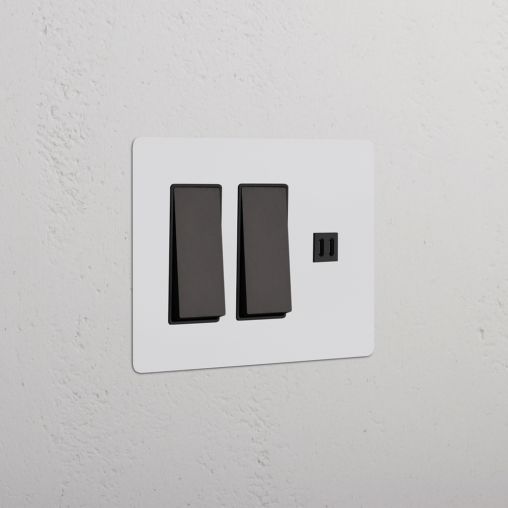 Kew 3G 2x Rocker Switch & Fast Charge USB - Paintable Bronze Black