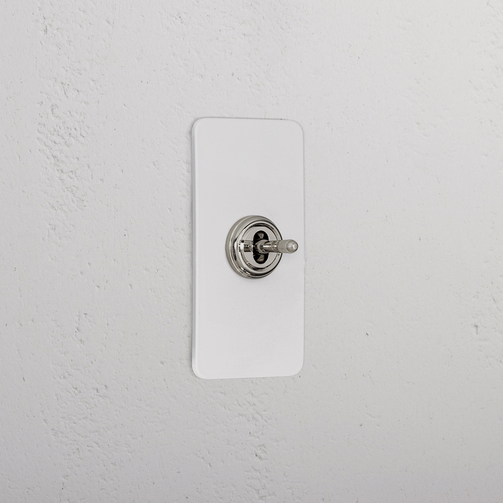 1G Architrave Centre Retractive Toggle Switch - Paintable Polished Nickel