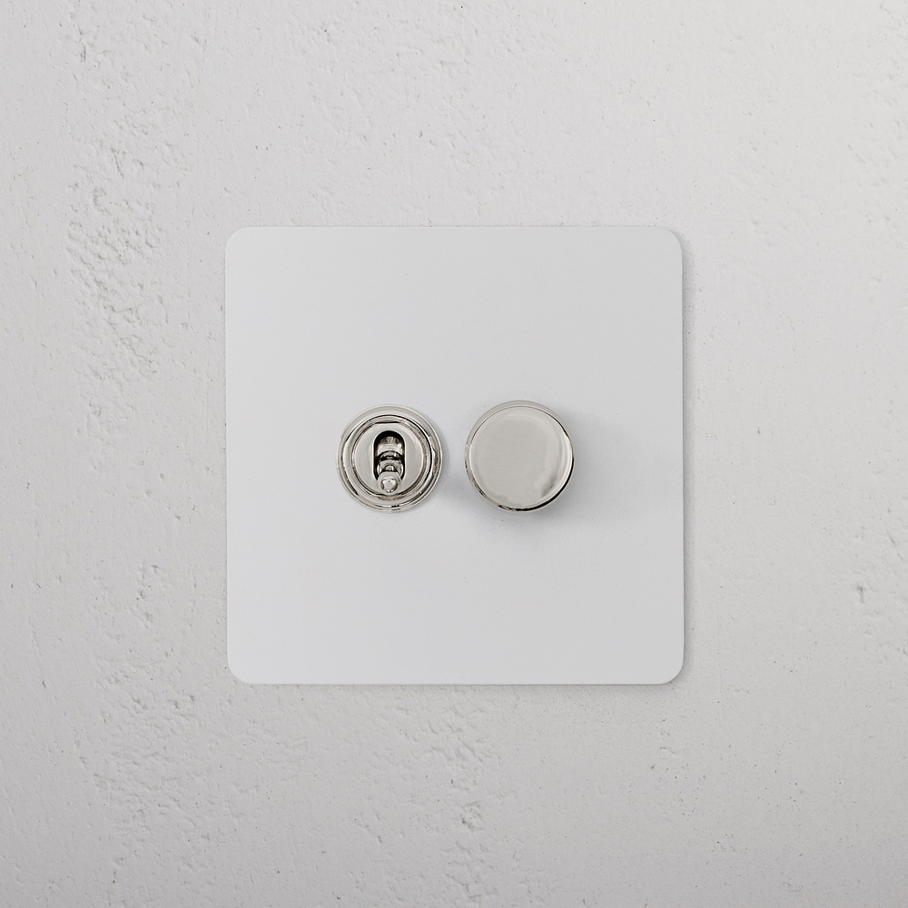 2G Toggle Switch & Dimmer Switch - Paintable Polished Nickel