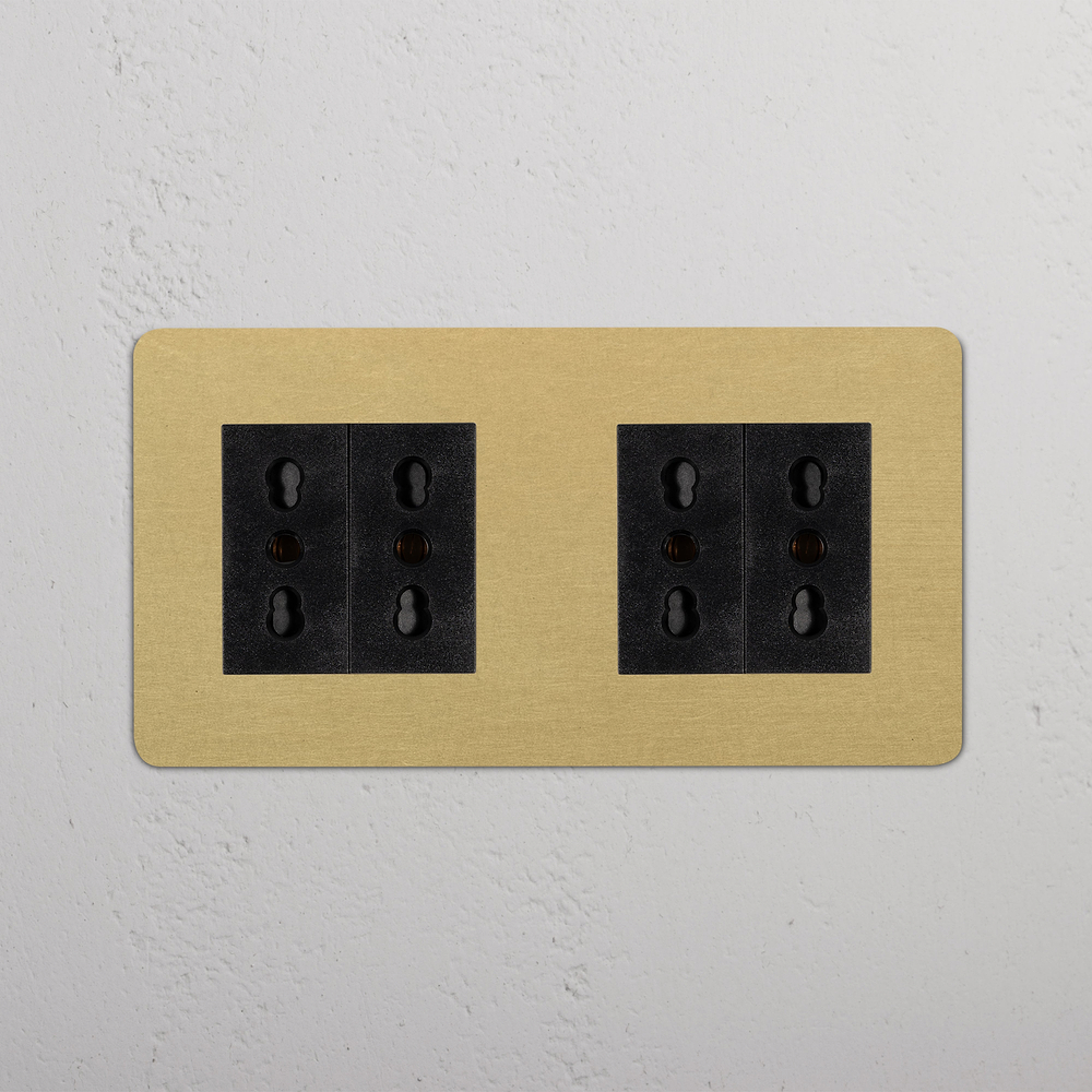 Kew Prise Bipasso x4 (Plaque Double) - Laiton Ancien | Noir