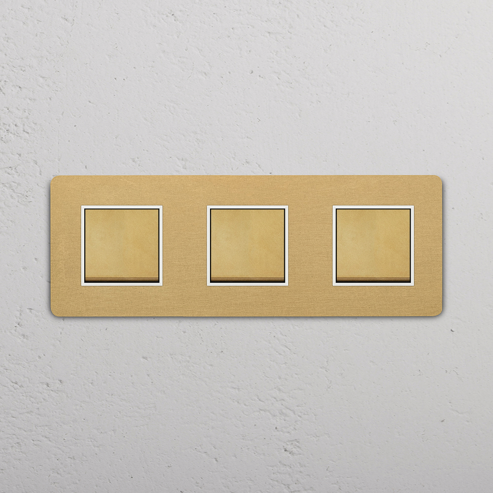 Grove Triple 3x Rocker Switch - Antique Brass | White