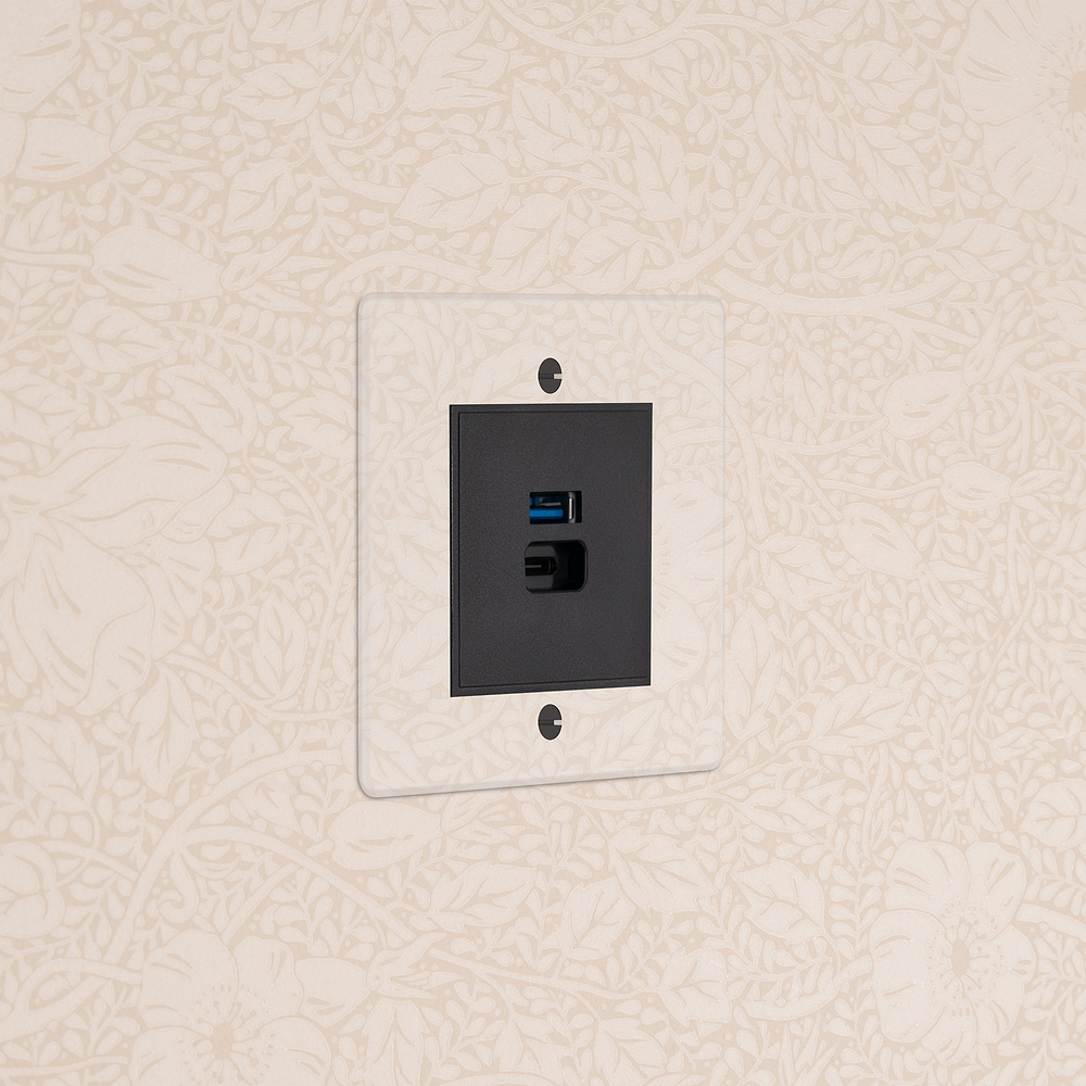 Single USB-A+C Fast Charge Socket - Clear | Black