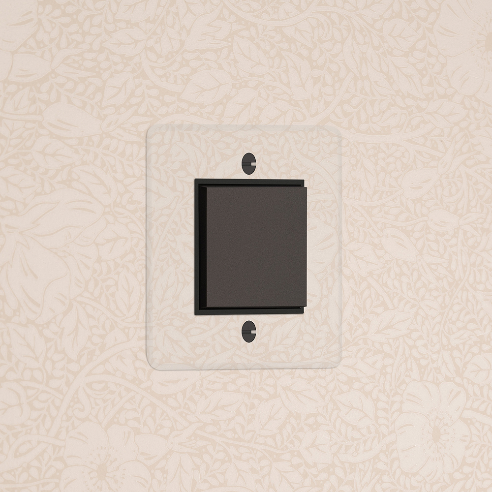 Kew Interrupteur Carré 3 Positions (Plaque Simple) – Bronze à Transparence | Noir