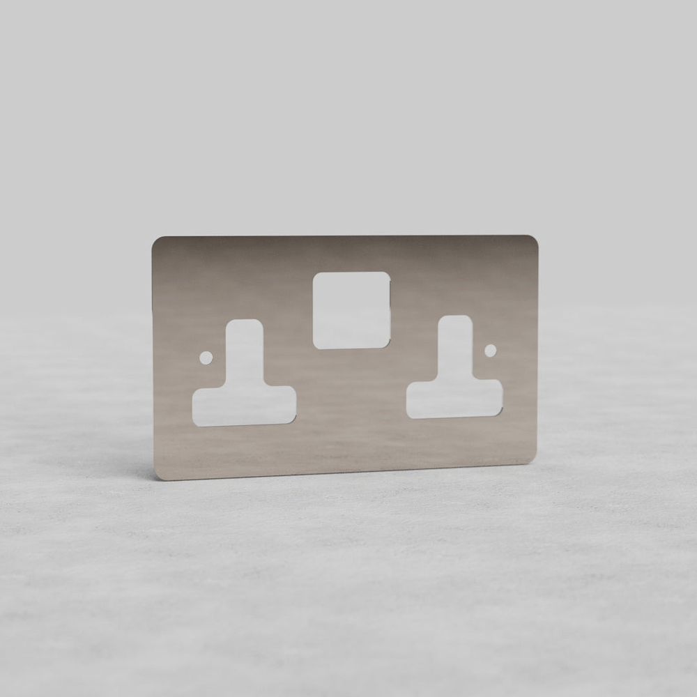 2G 13A UK Socket Front Plate – Polished Nickel
