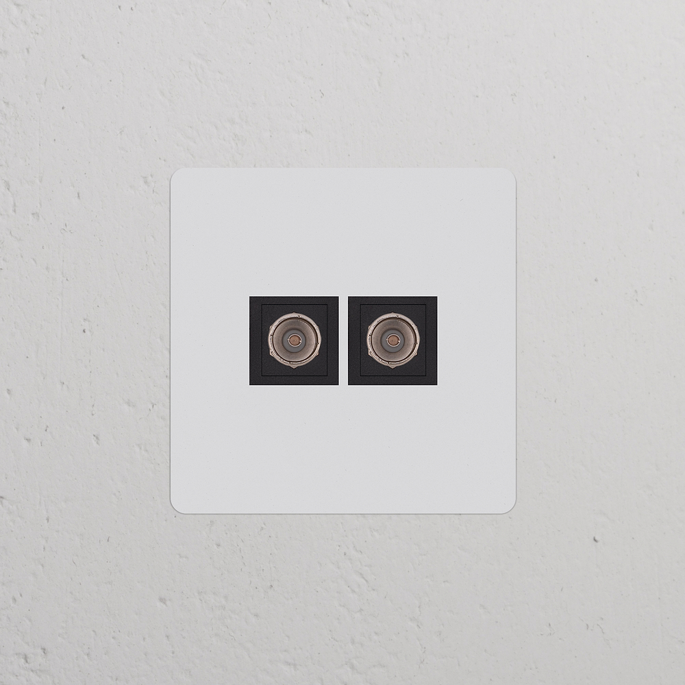 Kew Single 2x TV Socket - Paintable | Black