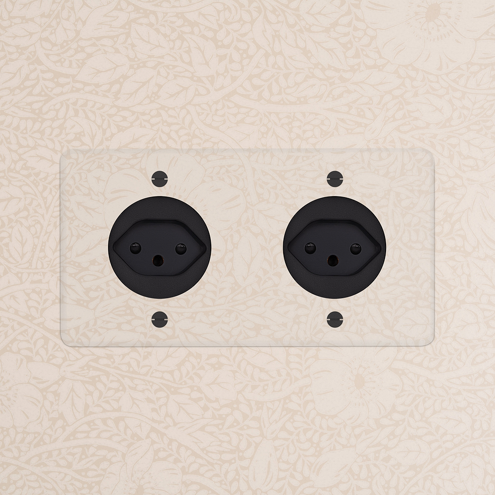 Kew Double 2x Swiss Type J Socket - Clear | Black