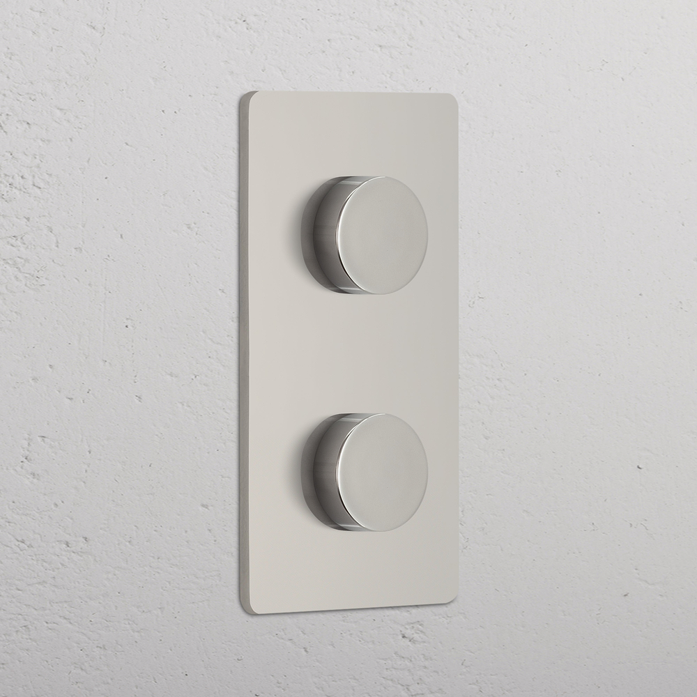 Grove Double 2x Vertical Multiway Dimmer Switch - Polished Nickel