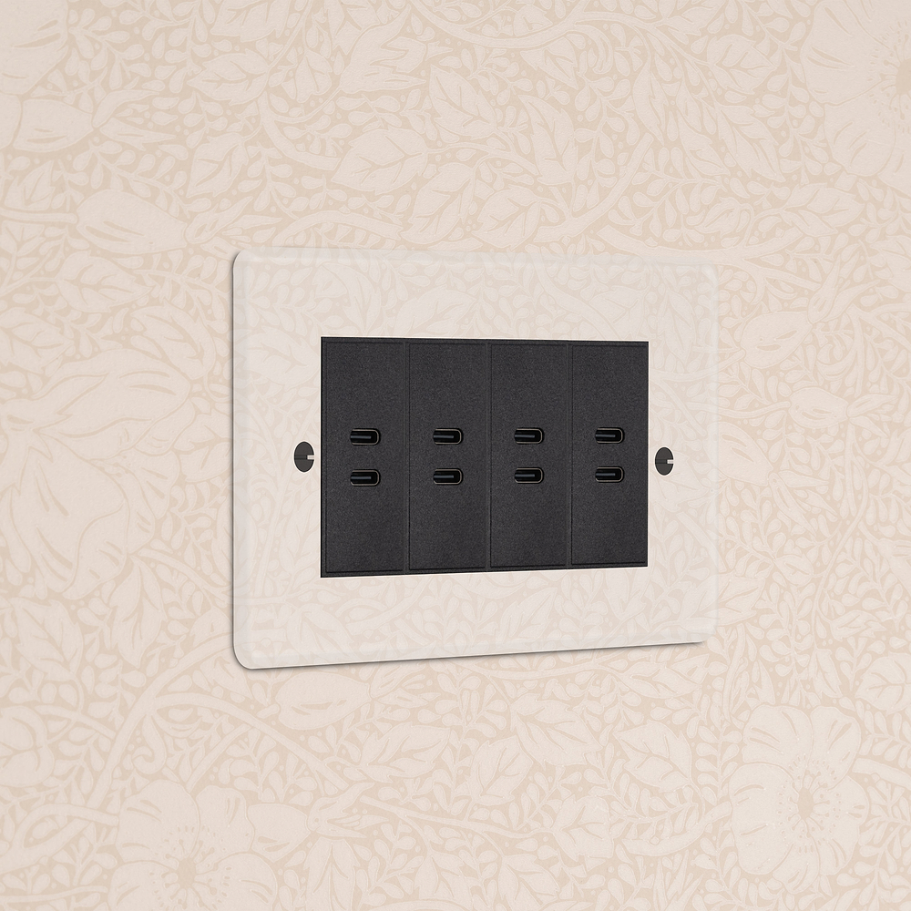 Double 8x USB-C Socket - Clear | Black
