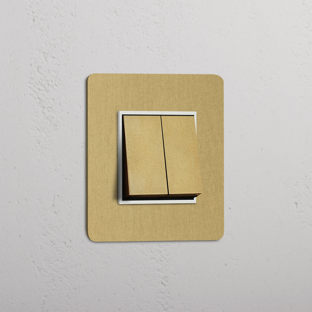 Kew Interruttore a Bilanciere Singolo 2x - Ottone antico | Bianco