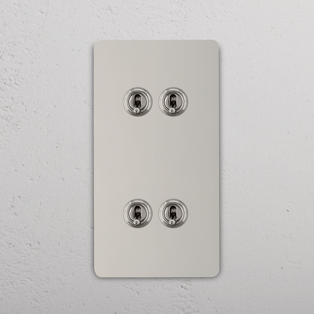 Grove Double 4x Vertical Toggle Switch - Polished Nickel
