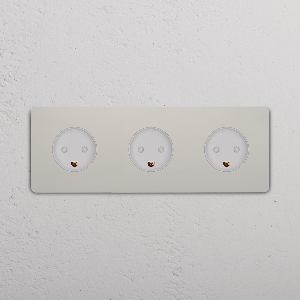 Grove Triple 3x Danish Type K Socket - Polished Nickel | White