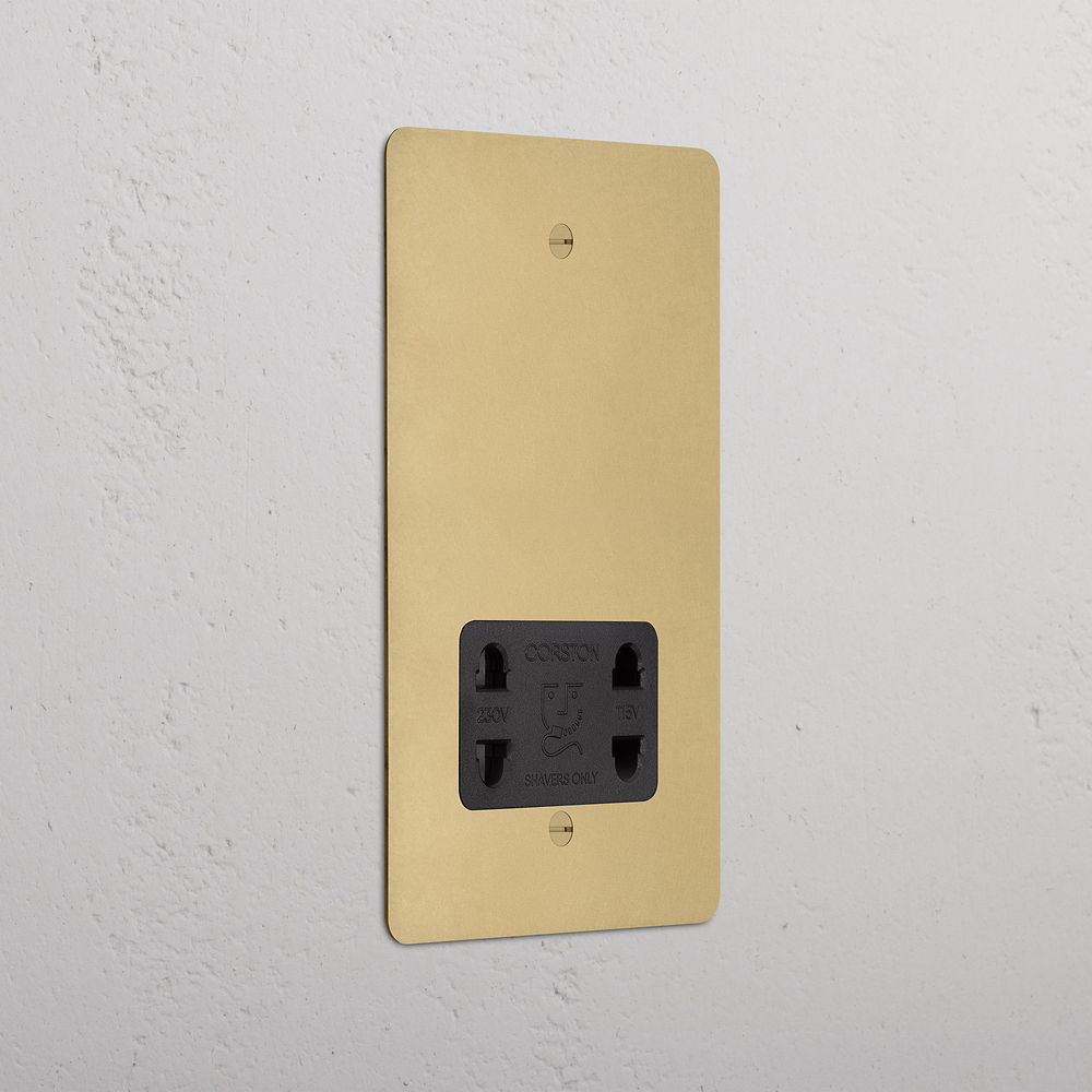 Double Shaver Socket - Antique Brass | Black
