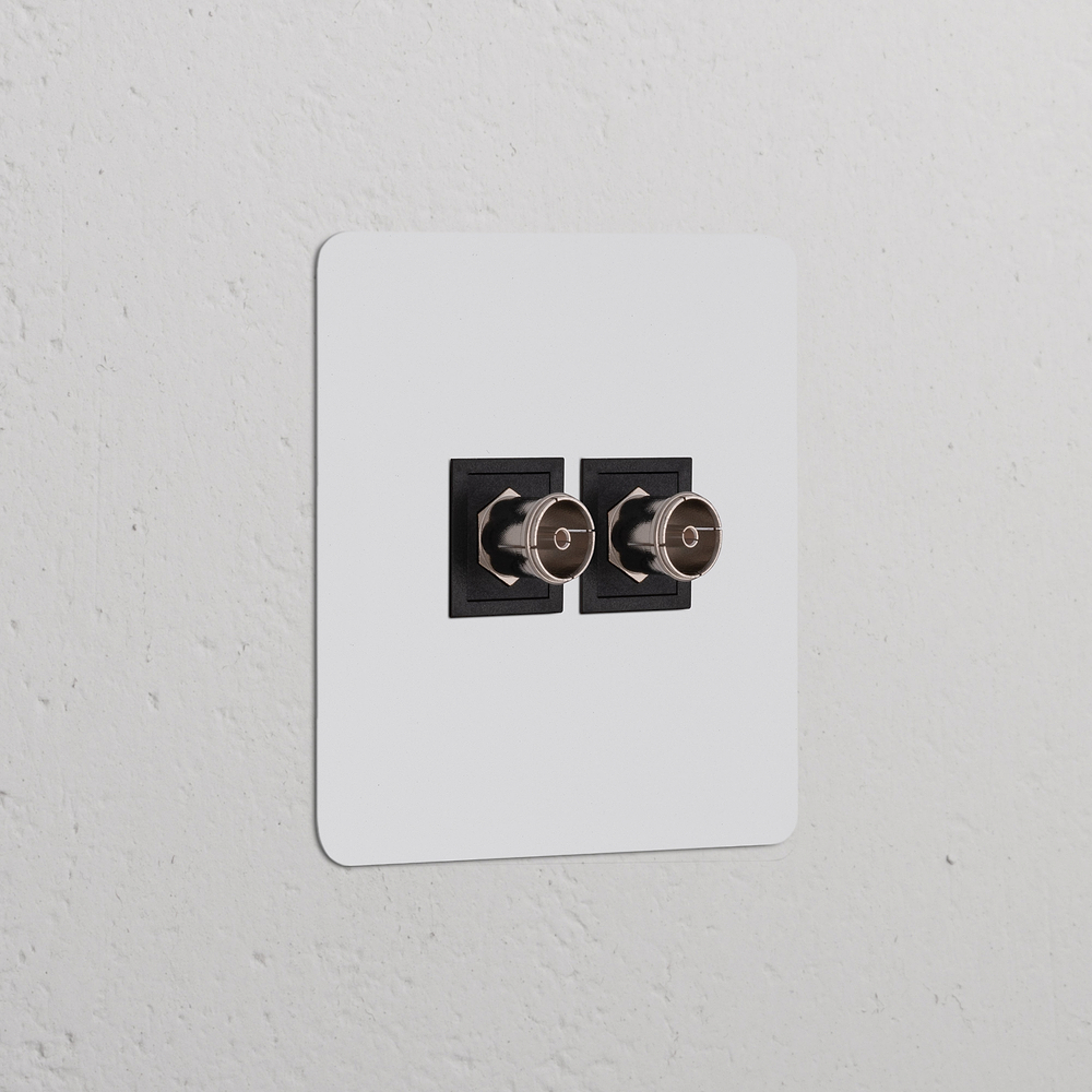 Kew Single 2x TV Socket - Paintable | Black
