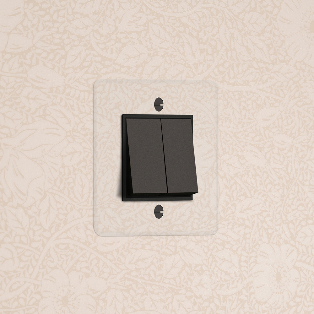 Kew Wippschalter 2x in Einfachrahmen – Transparent Bronze | Schwarz