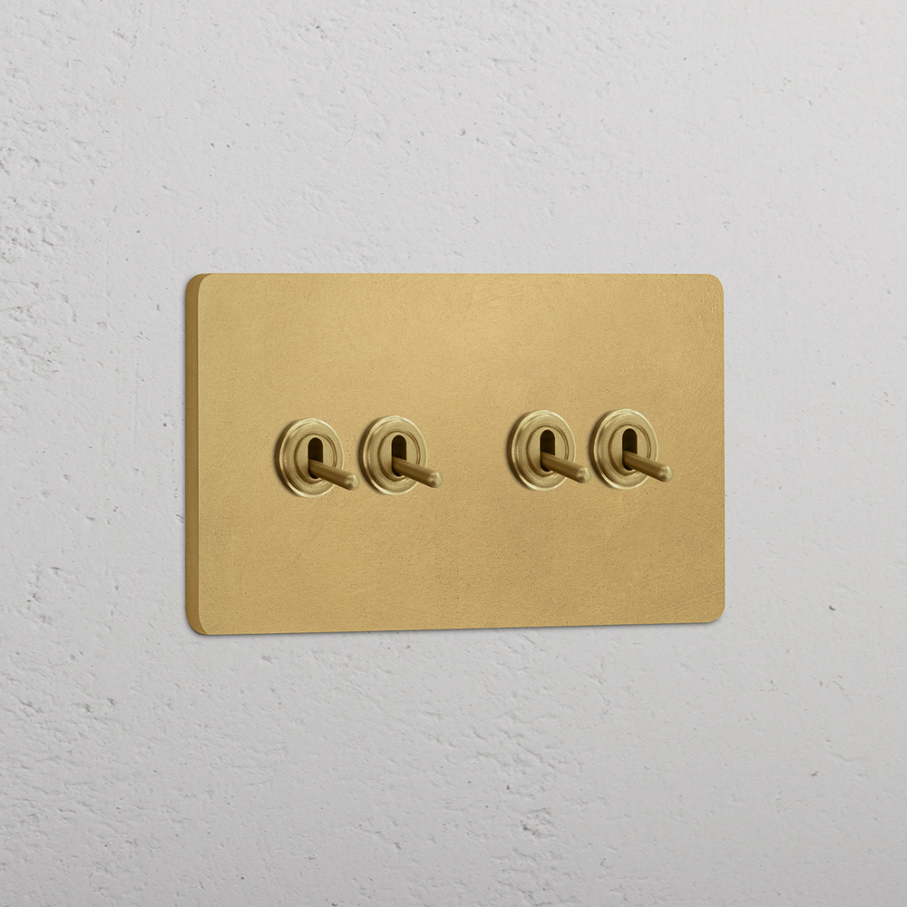Grove Double 4x Toggle Switch - Antique Brass
