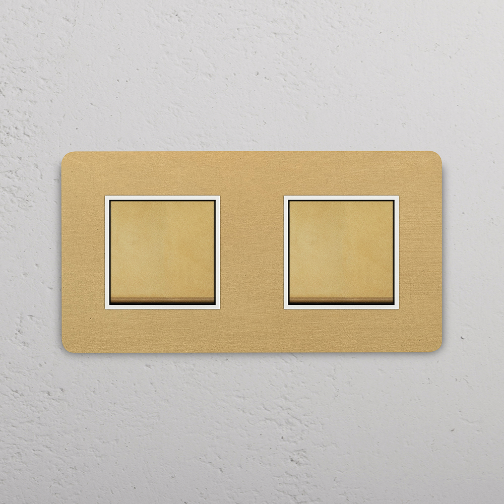 Grove Double 2x Rocker Switch - Antique Brass | White