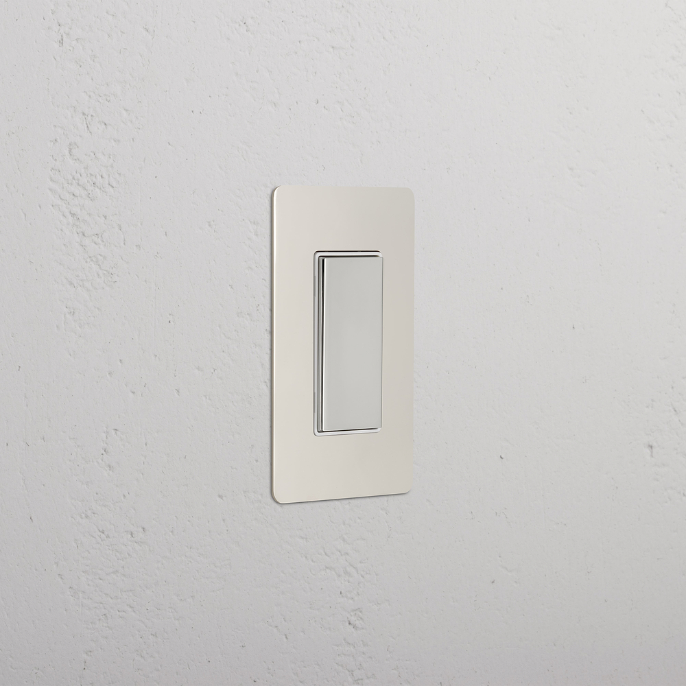Kew 1G Center Retractive Rocker Switch - Polished Nickel White