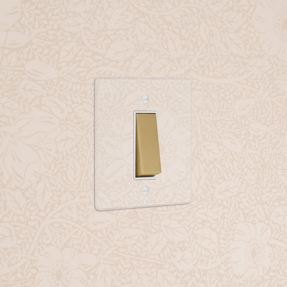 1G Two Way Rocker Switch - Clear Antique Brass | White