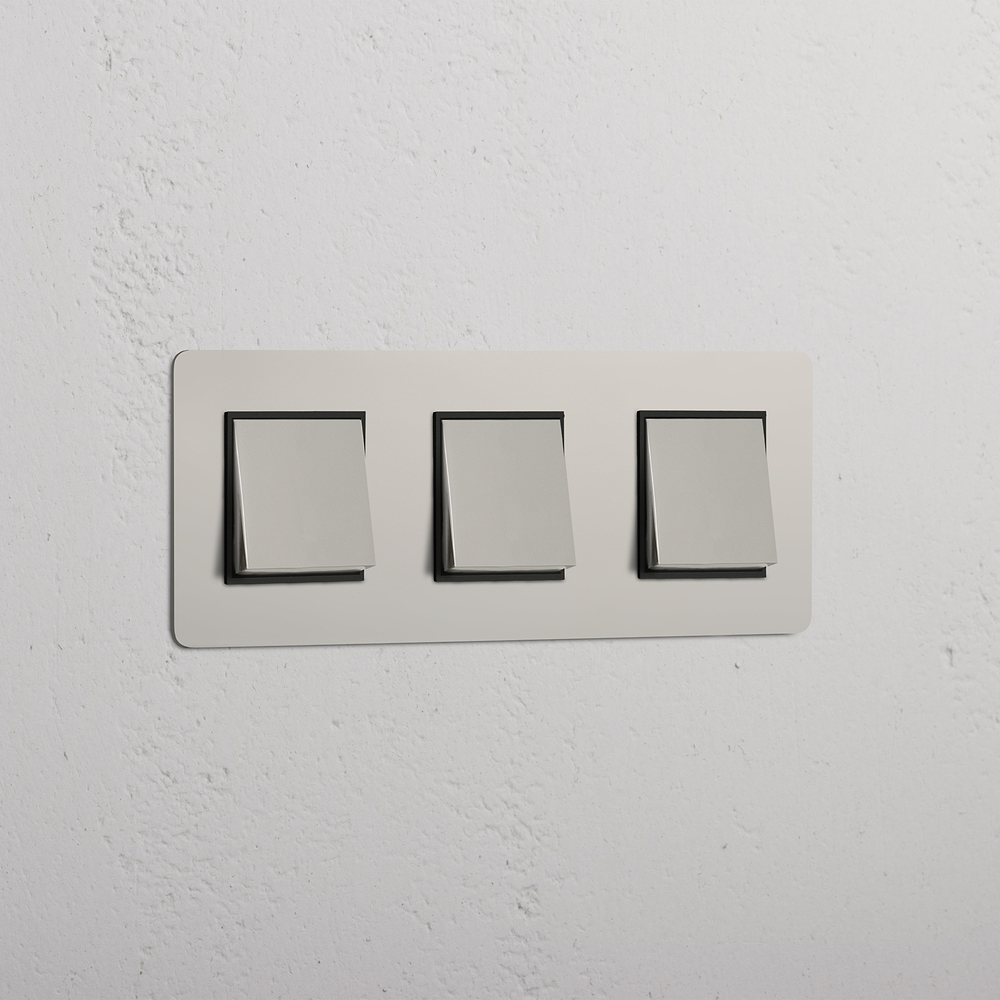 Kew Triple 3x Rocker Switch - Polished Nickel | Black
