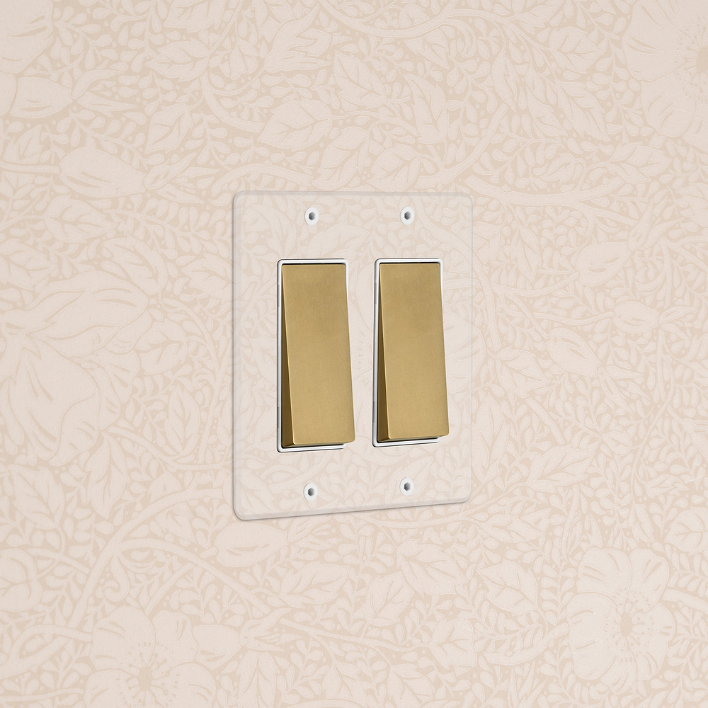 Kew 2G Rocker Switch - Clear Antique Brass White