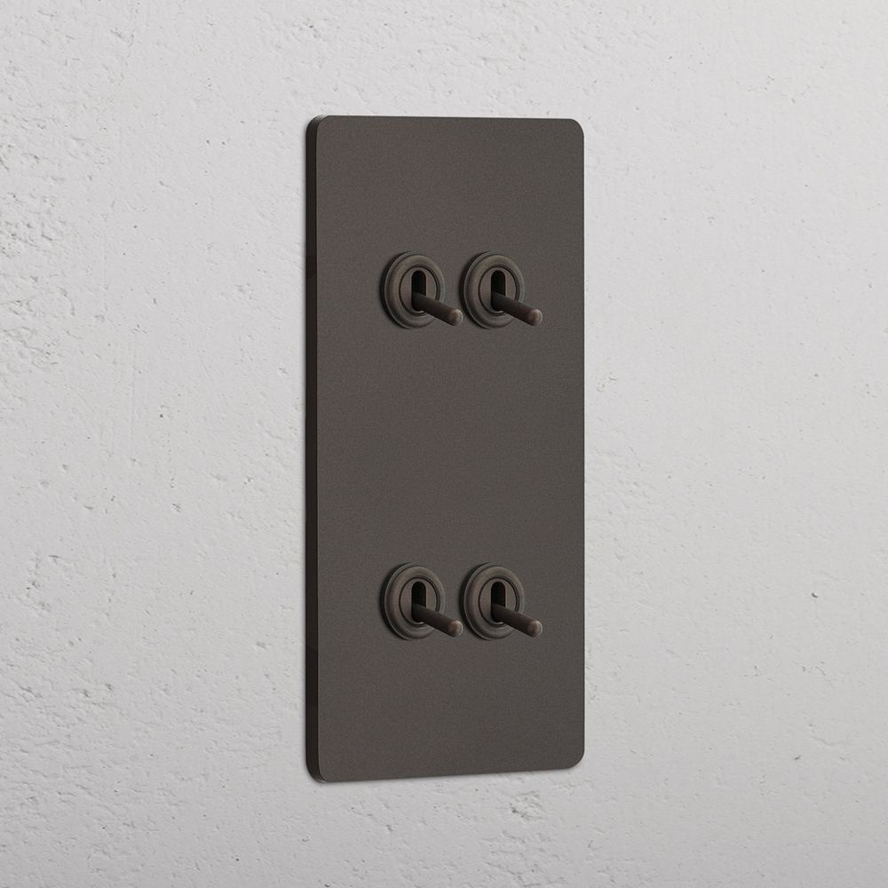 Grove Double 4x Vertical Toggle Switch - Bronze