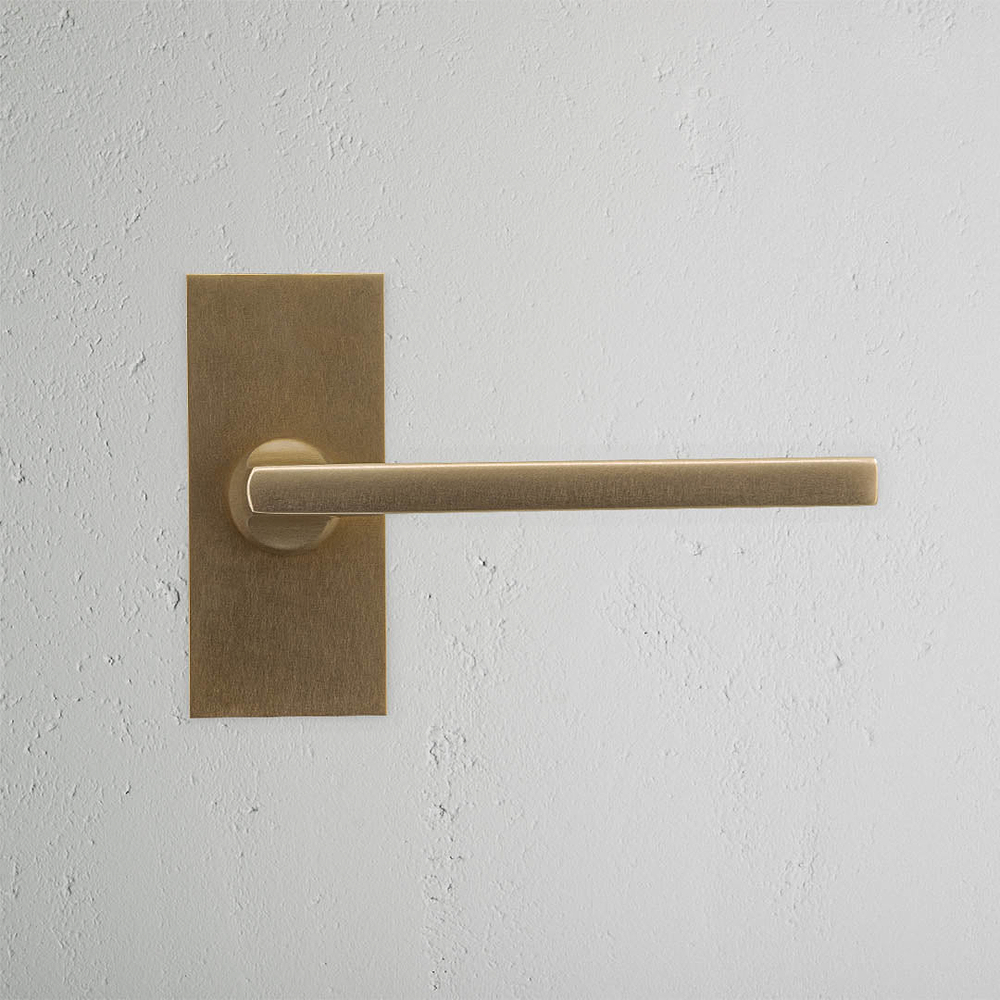 Clayton Short Plate Unsprung Door Handle - Antique Brass