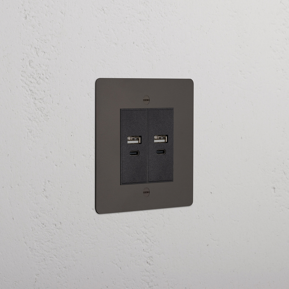 Single 2x USB-A+C Socket - Bronze | Black