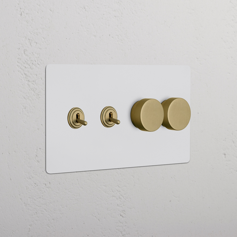 Kew 4G 2x Toggle & 2x Dimmer Switch - Paintable Antique Brass