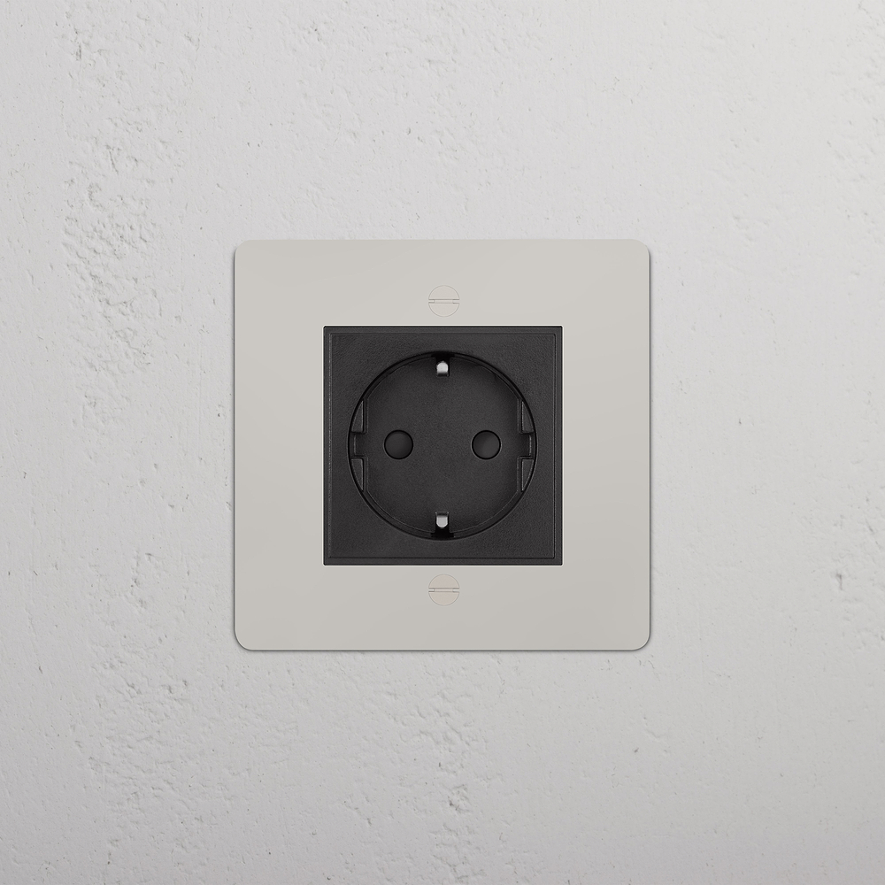 Single Schuko Socket - Polished Nickel | Black