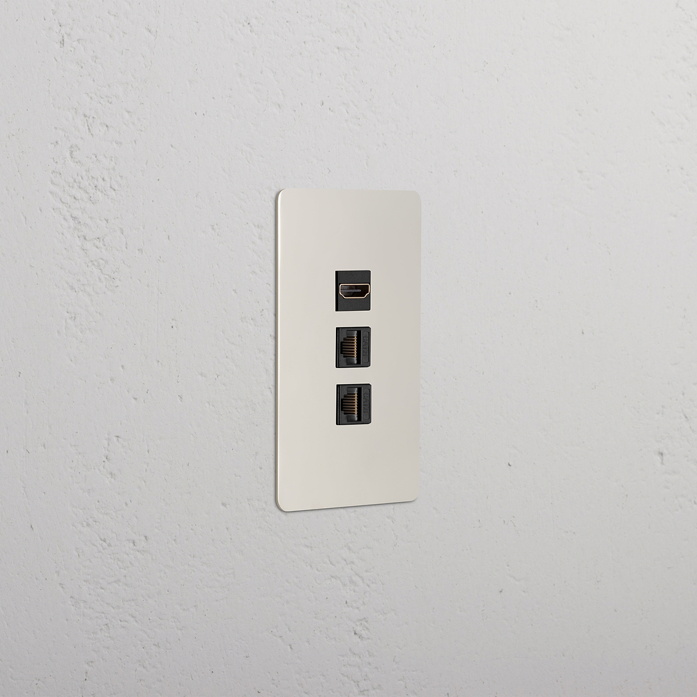 Kew 1G HDMI & 2x CAT6 Keystone - Polished Nickel Black