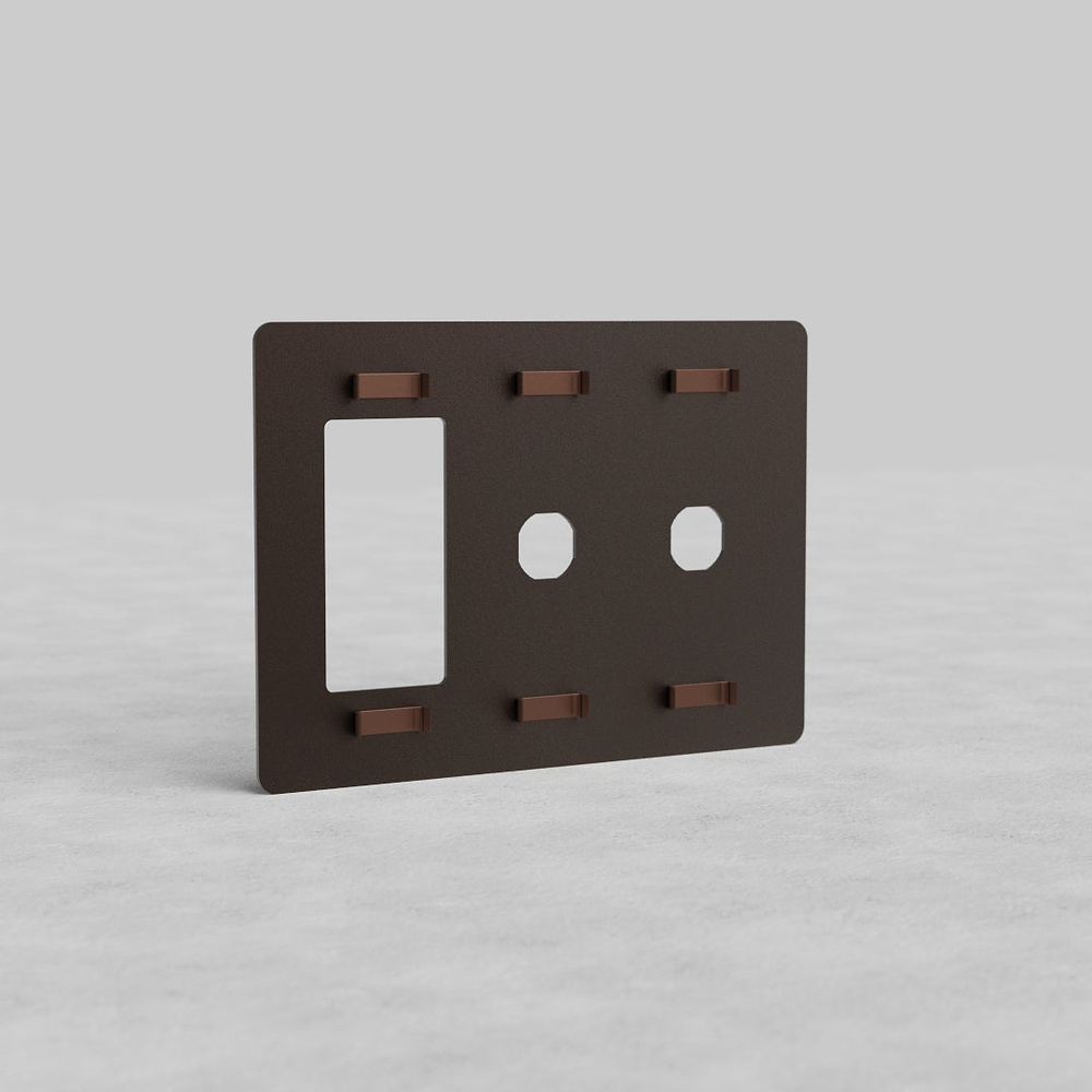 Kew 3G 2x Switch & Outlet Plate - Bronze