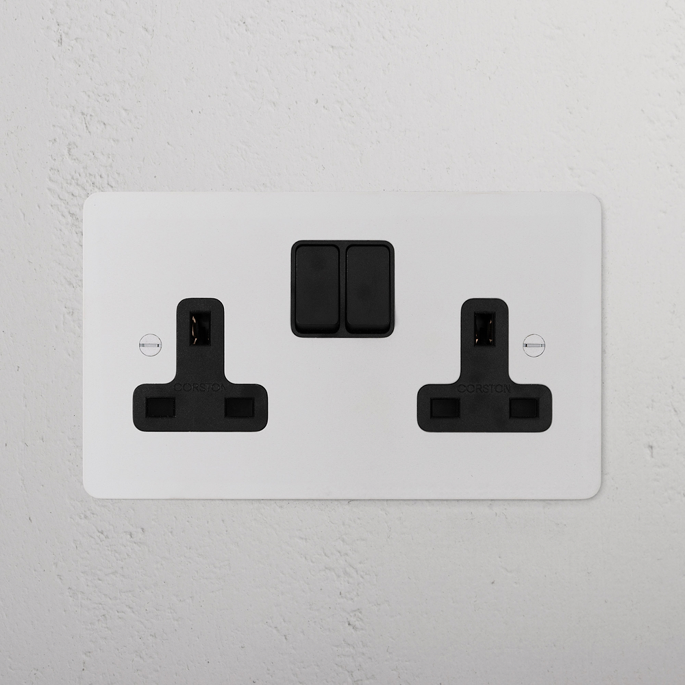 Double Socket UK - Paintable | Black