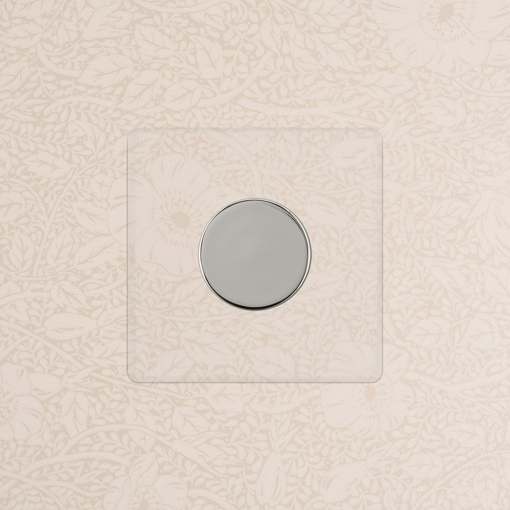 Kew Single Multiway Dimmer Switch - Clear Polished Nickel