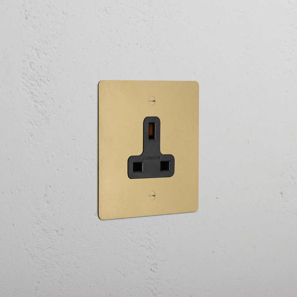 Single 13A Unswitched Socket - Antique Brass | Black