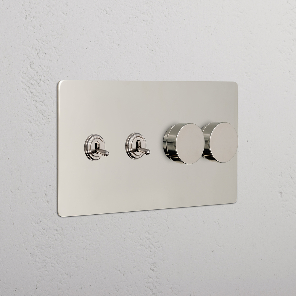 Kew 4G 2x Toggle & 2x Dimmer Switch - Polished Nickel