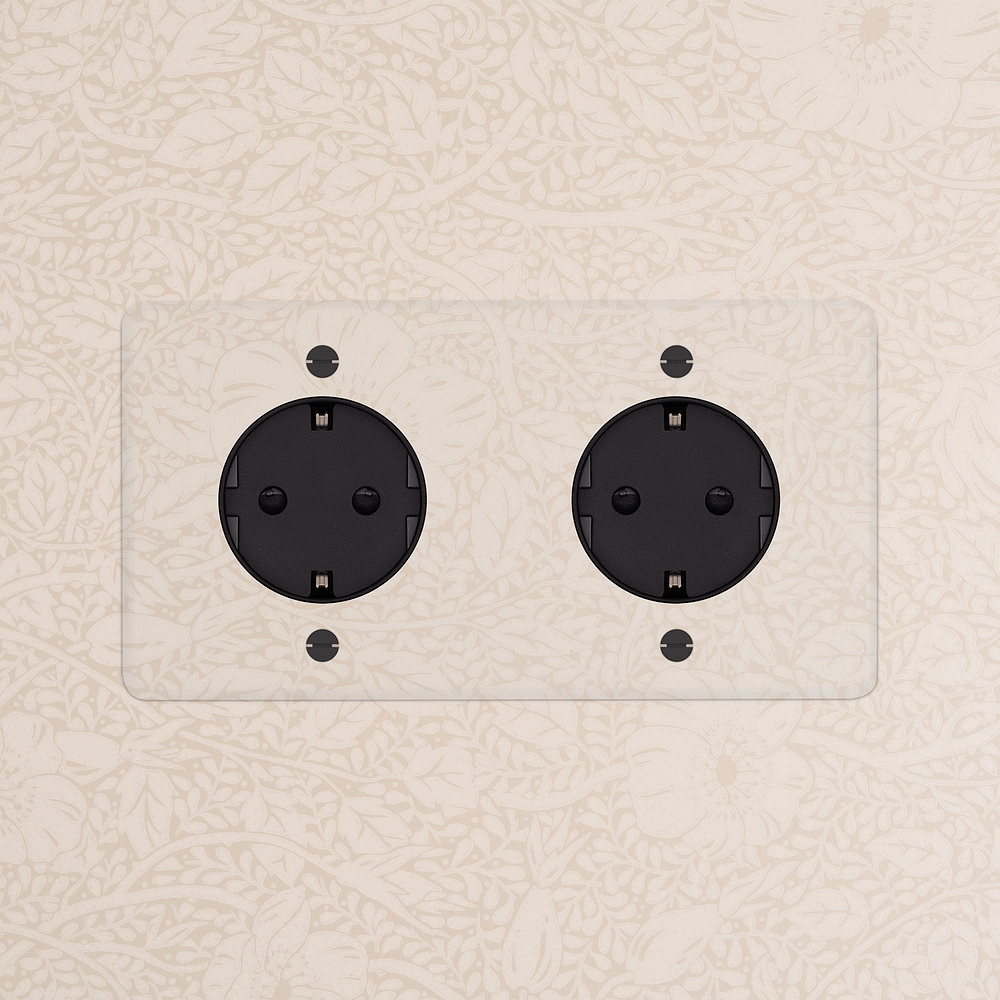 Kew Double 2x Schuko Type F Socket - Clear | Black
