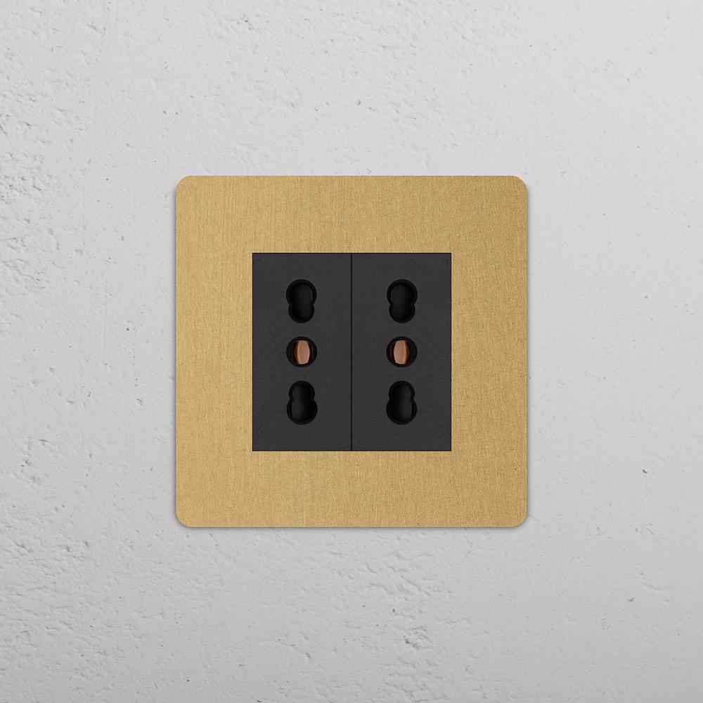 Grove Single 2x Bipasso Socket - Antique Brass | Black