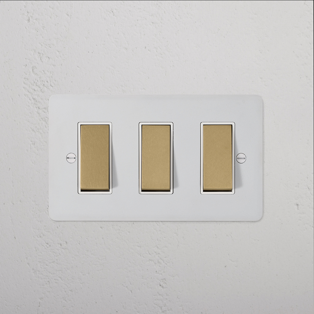 3G Two Way Rocker Switch - Paintable Antique Brass | White