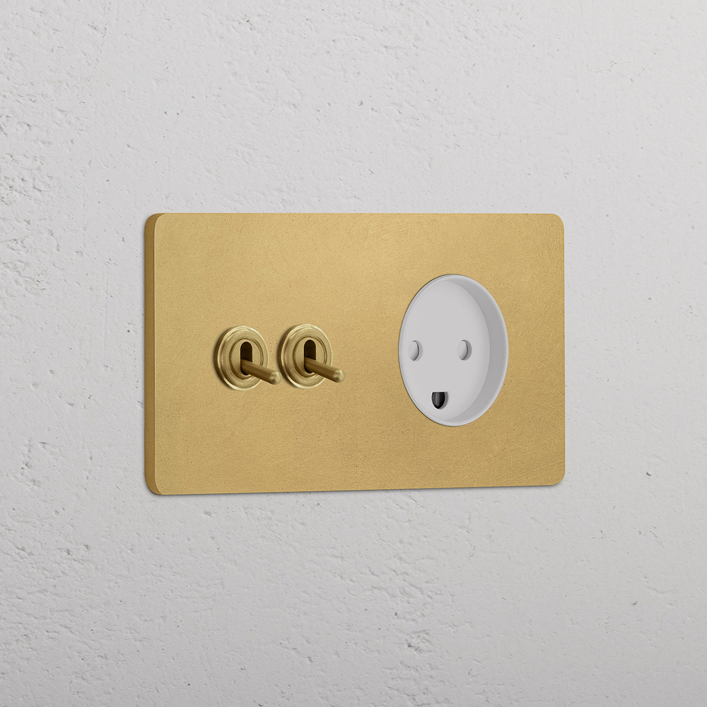 Grove Double 2x Toggle & Danish Type K Socket - Antique Brass | White