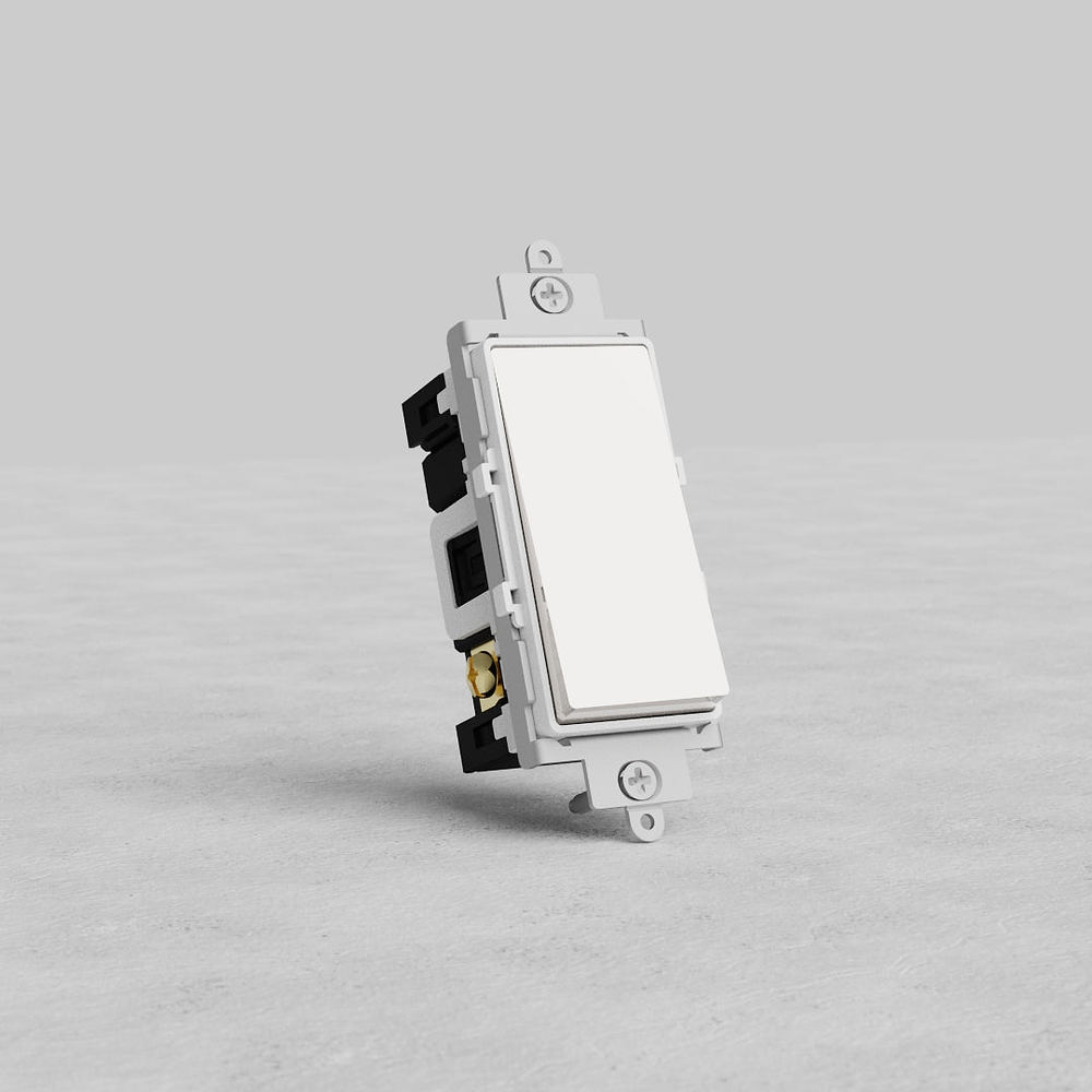 Double Pole Rocker Switch - Polished Nickel White