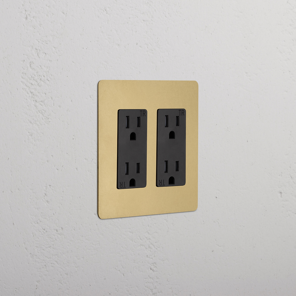 Kew 2G Outlet - Antique Brass Black