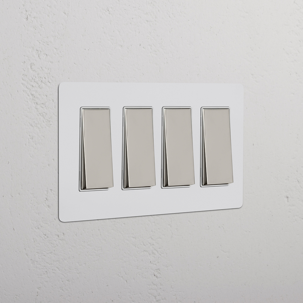 Kew 4G Rocker Switch - Paintable Polished Nickel White