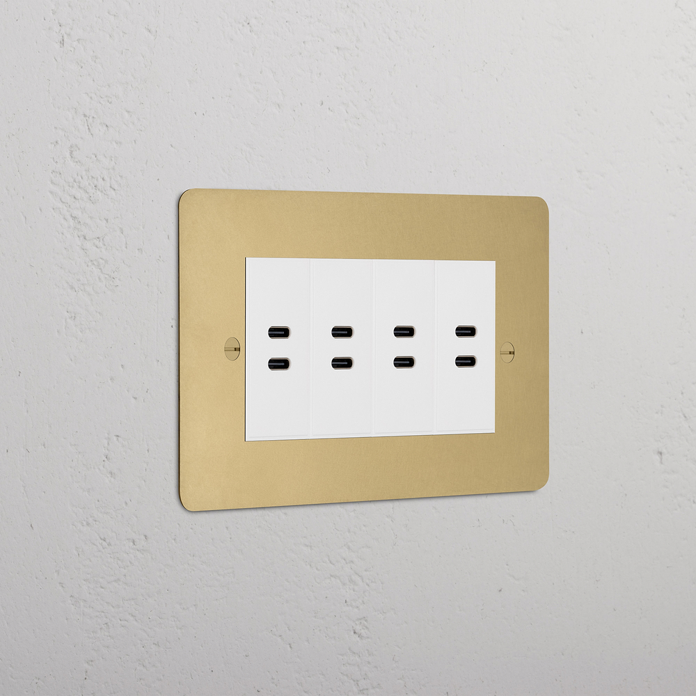Double 8x USB-C Socket - Antique Brass | White