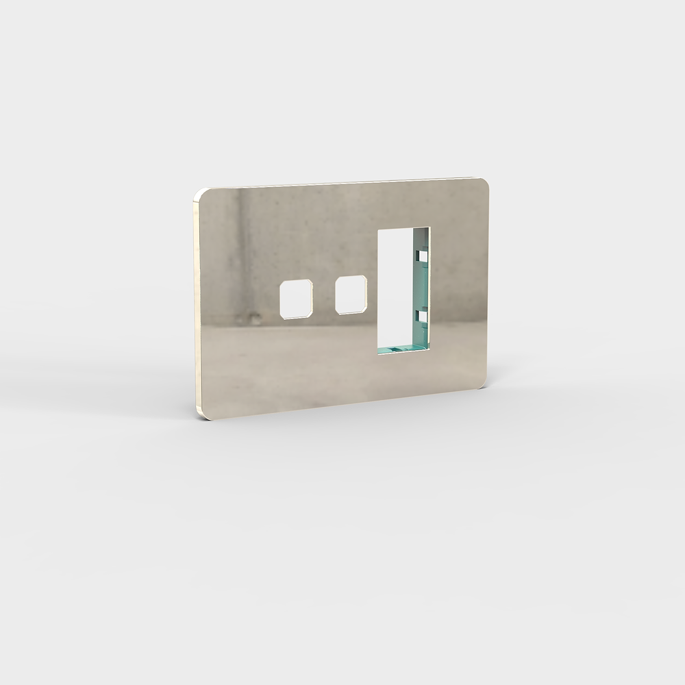 Grove 3-Module 2x Switch & 1x Socket Plate – Polished Nickel