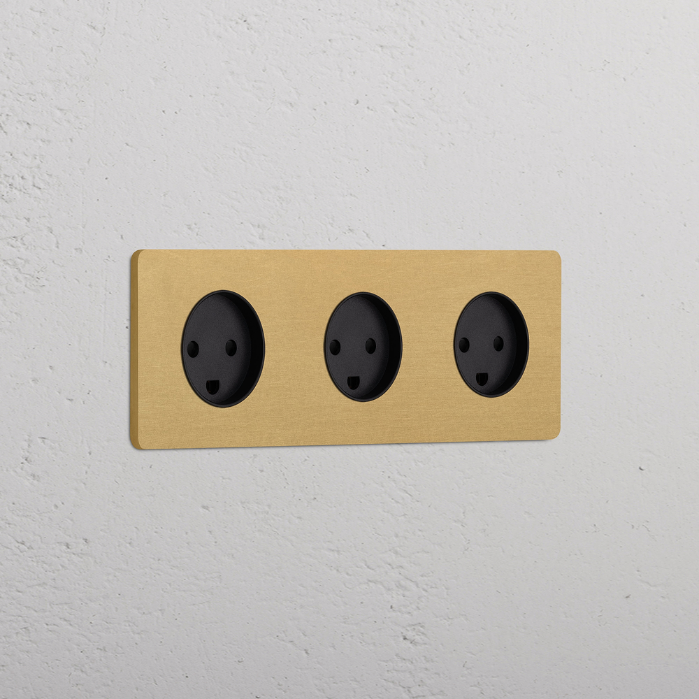 Grove Triple 3x Danish Type K Socket - Antique Brass | Black