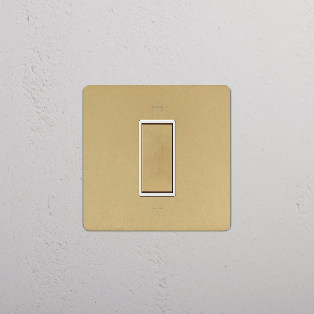 1G Centre Retractive Rocker Switch - Antique Brass | White